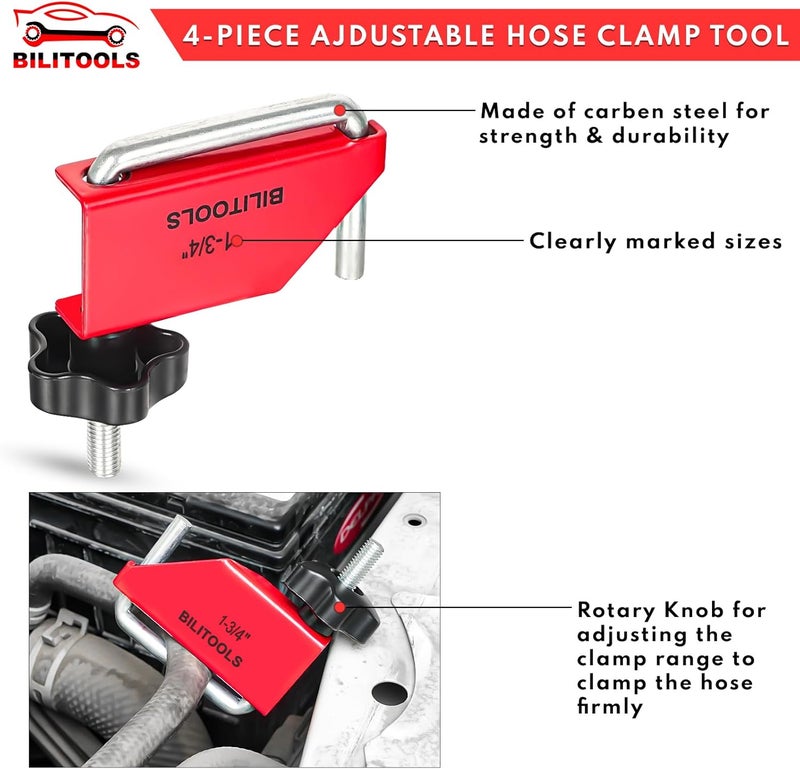 BILITOOLS 4 Piece Hose Pinch Off Pliers Clamp Pliers for Flexible Fuel Line Coolant Radiator Brake Hoses Clamp Tool etc, Without Damaging the Line - Image 5